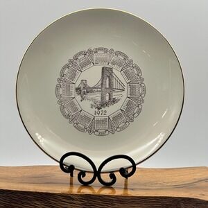 Vintage 1972 George Washington Bridge Calendar Plate Marcus Jewelers 10 Inch